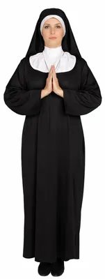 Produktbild von Foxxeo Schwarzes Nonnen Kostüm für Damen Faschin Karneval Kirchen Motto Party Größe L