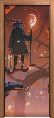 Produktbild von Türposter 80x200 cm Türaufkleber Türtapete Türfolie Klebefolie Zauberer der schwarzen Vögel Bäume
