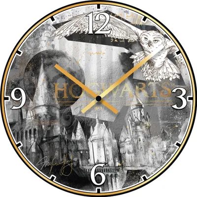 Produktbild von Gilde Harry Potter, Wanduhr, Hogwarts, MDF, schwarz, weiß, VE 1, D. 50 cm Durchmesser: 50.00 cm 81597
