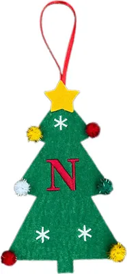 Produktbild von Weihnachtsbaum-Anhänger-Ornament mit Schlüsselband, 26 Buchstaben-Design, Filzstoff, Weihnachtsdekoration zum Aufhängen am Weihnachtsbaum