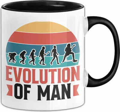 Produktbild von Gitarrenspieler Geschenk Tasse Gitarre Evolution Of A Man Kaffee-Becher (Schwarz)