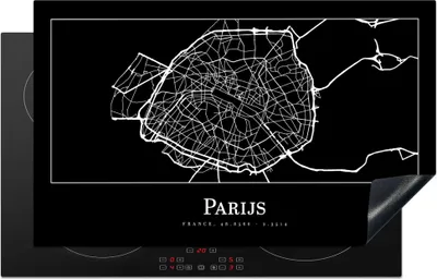 Produktbild von KitchenYeah© Herdabdeckplatte Paris - Karte - Stadtplan , 85x52cm, Küche Deko, Glaskeramikkochfeld Herdabdeckung, Abdeckplatte fùr Kochfeld