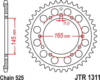 Produktbild von Jt Hinteres Ritzel 4367 44 Für Honda Ntv 650 Bro's '88-91', Nt/Ntv/Vfr 400 '87-91' (436744Jt) (Chain.525)