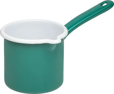 Produktbild von Riess Schnabeltopf mit Stiel aus Emaille 12 cm Nature green