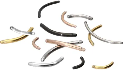 Produktbild von Bauchnabel-Piercing, Rook Piercing Titan Banane ohne Kugeln RoséGold Stablänge: 7mm | Stabstärke: 1,2mm