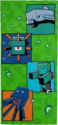 Imagen del producto de Toalla de playa Minecraft, 70x140 cm – Diseño "Profundidades del océano"