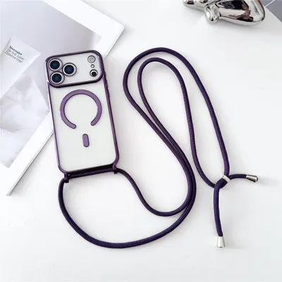Produktbild von iPhone 18 Pro Max / 17 Pro Max Hülle - Coverup Clear TPU Back Cover mit Handykette - MagSafe Compatible - Violett