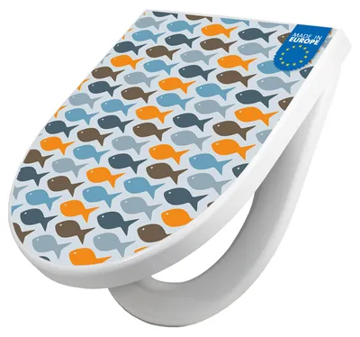 Produktbild von WC Sitz mit Absenkautomatik D Form Motiv Bunte Fische [TDW3 12557]