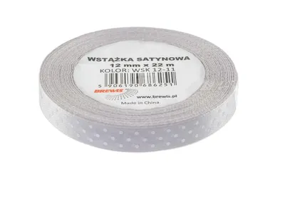Image de Ruban de satin à pois gris 12mmx22m
