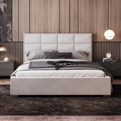 Produktbild von FDM Bett APOLLO Trinity 120x200 cm Polsterbett mit Lattenrost aus Metall Bettkasten Stauraumbett Samt weiß
