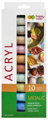 Obrázek produktu pro Akrylové metalické barvy 10 barev x 12 ml Happy Color