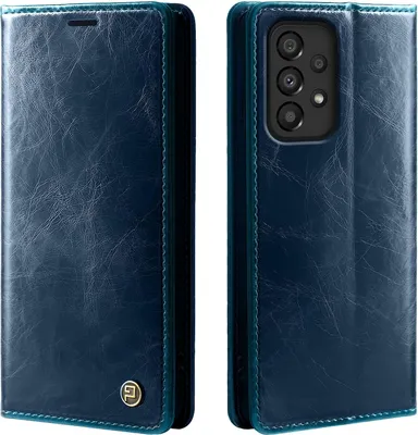 Produktbild von Handyhülle für Samsung Galaxy A33 5G Kunstleder Flip Vintage Cover Hülle RFID Schutz Case Kartenfach Farbe: Blau