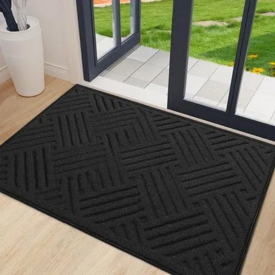 Produktbild von Unyqoos® Waschfestige Fußmatte für Innen- und Außenbereich mit Schmutzauffangfunktion, schwarz, 50*80 cm