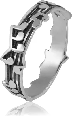 Produktbild von MATERIA Schmuck Ring Musik  Note 925 Silber antik Größen 48-62 inkl. Schmuckbox #SR-62