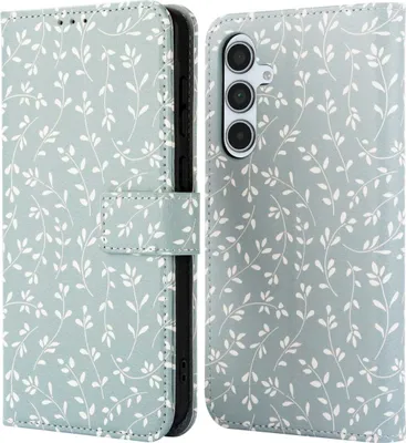 Produktbild von imoshion Design Klapphülle Samsung Galaxy A35 - Smoke Green Flowers