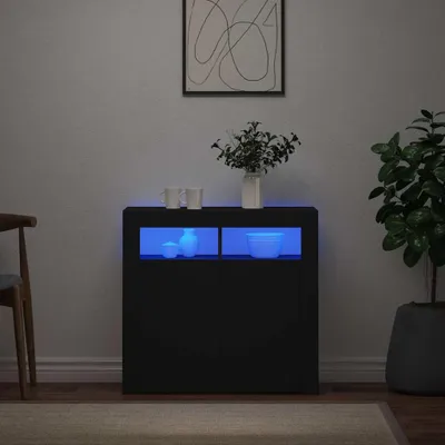 Zdjęcie produktu dla vidaXL Kredens z oświetleniem LED czarny 80x35x75 cm