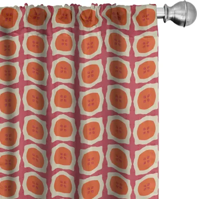Produktbild von ABAKUHAUS Abstrakt Vorhänge, Gardinen, Retro-Design-Elemente in unregelmäßigen Formen Seedy Obst wie Icons, 2 Stück 75 x 175 cm, Pale Rubin Burnt Orange