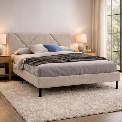 Image de Hypnos - Lit Double, Beige, Matelas 160x200 cm