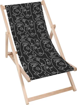 Produktbild von Dreamroots Liegestuhl klappbar Holz, Buchenholz bis zu 130kg,Sonnenliege klappbar mit 3-stufiger Neigungsregulierung der Rückenlehne,AbstractFaceBlack