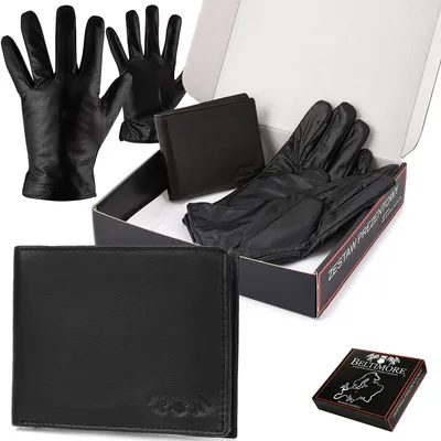 Image de Ensemble de gants porte-monnaie en cuir Beltimore pour hommes