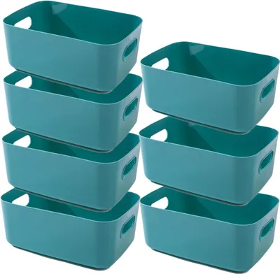 Produktbild von 7 Groß Aufbewahrungsbox Kunststoff Aufbewahrungskorb mit Griffen 30×20×12cm