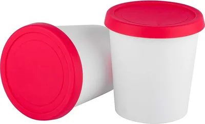 Obrázek produktu pro Nádoby na zmrzlinu do mrazáku, sada 2 kusů, 1 litr, silikonové víčka, na domácí zmrzlinu do mrazáku
