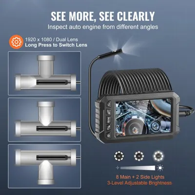 Produktbild von Endoskopkamera Inspektionskamera 1080P Rohrkamera mit 15m Kabel und 5" Display - für professionelle Inspektionen