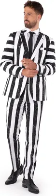 Produktbild von Beetlejuice Kostüm Herren Opposuits schwarz weiß