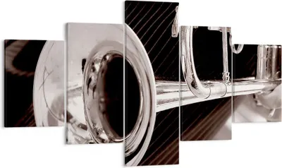 Produktbild von Bild auf Leinwand - Leinwandbild - Musik Trompete Instrument Orchester - 125x70cm - Wand Bild - Wanddeko - Leinwanddruck - Bilder - Kunstdruck - Leinwand bilder - Wandkunst - EA125x70-1553