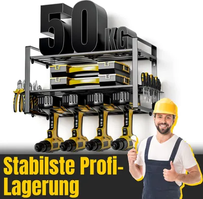 Produktbild von Jayseuw Werkzeugwand Wandmontiertes Werkzeugregal Elektrowerkzeug-Organizer für Garagen,Werkbänke 40*24*20CM