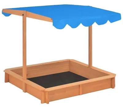 Produktbild von Sandkasten für Kinder - Holz Sandkasten - Verstellbares Dach - Tannenholz - 115x115x115 cm - Armeegrün