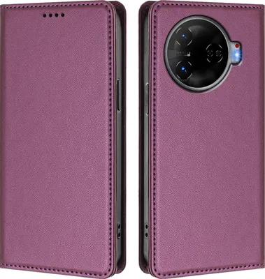 Obrázek produktu pro Kožené pouzdro pro Tecno Camon 30 Pro 5G, magnetické flipové pouzdro zPolyuretankůže se stojánkem Fialová