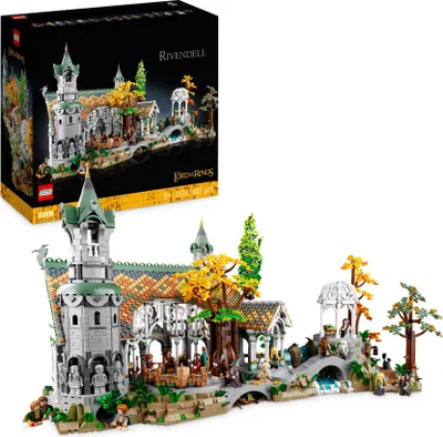 Produktbild von LEGO 10316 Icons DER HERR DER RINGE: BRUCHTAL, Großes Set für Erwachsene mit 15 Minifiguren, darunter Frodo, Sam und Bilbo Beutlin, baue und stelle das Tal von Mittelerde aus, ein großes fesselndes Set exklusiv bei Amazon