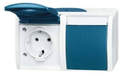 Produktbild von Busch-Jaeger 2084-0-0703, CEE 7/3, 2P+E, Blau, Weiß, IP44, 250 V, 16 A