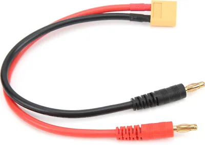 Imagen del producto de Conector XT60 a conector tipo "banana" de 4 mm, cable de carga XT60, cable XT60 a conector tipo "banana" de 4,0 mm (calibre 12 AWG), cable con conector XT60 y conector tipo "banana" de 4,0 mm, adaptador con conector XT60 macho y conector tipo "banana" de 4 mm, cable para cargador de baterías LiPo