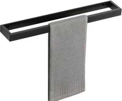 Zdjęcie produktu dla Wieszak na ręczniki do łazienki, 50 cm, czarny, montowany na ścianie, wykonany ze stali nierdzewnej SUS304, idealny do łazienki i kuchni