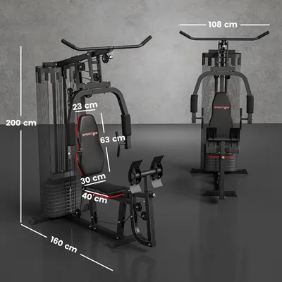 Produktbild von SPORTNOW Kraftstation, Multifunktionale Fitnessstation mit Beinpresse, Schwarz