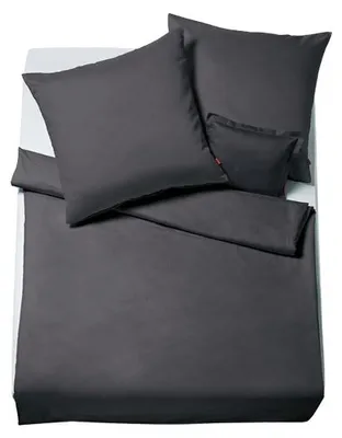 Produktbild von Fleuresse gewebte Flanell Uni Bettwäsche Lech granit 155x220 cm + 80x80 cm
