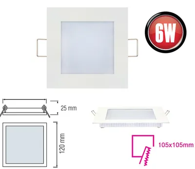 Produktbild von 6w eckig LED Panel Einbauleuchte Spot Deckenleuchte flach slim panel Quadrat 12x12 cm warmweiß