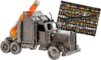 Immagine prodotto di BRUBAKER portabottiglie birra camion scultura in metallo XXL regalo con carta regalo