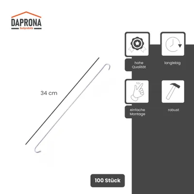 Produktbild von DAPRONA Sturmklammern Gerade  340mm, 100 Stück, Stahl