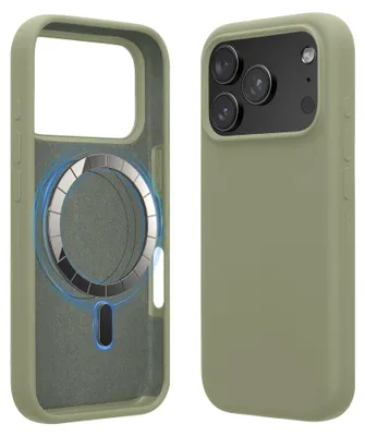 Produktbild von kwmobile Hülle kompatibel mit Apple iPhone 17 Pro Max Hülle - magnetisches Silikon Case kompatibel mit MagSafe - Cover gummiert Graugrün
