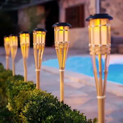 Obrázek produktu pro Solární LED lucerny z bambusu - sada 2 kusů