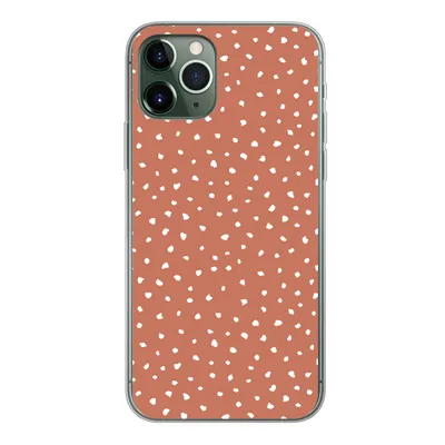 Produktbild von MuchoWow® Handyhülle Schutzhülle Hülle für iPhone 11 Pro Tupfen - Orange - Weiß Silikon Softcase Handy Hülle - Handy