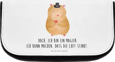 Produktbild von Mr. & Mrs. Panda Kulturbeutel Hamster Hut - Weiß - Geschenk, Zwerghamster, Lustige Sprüche, Zylinder, toilettenbeutel, Make-up Täschchen, Zauberer, Organizer, Magier