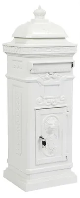Image de Boîte aux lettres sur pied Antique Art Nouveau Mod6 Boîte aux lettres Alu - Blanc - Boîte aux lettres à colonne - Boîte aux lettres anglaise - Nostalgie Nostalgique
