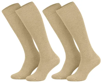 Produktbild von Tobeni 2 Paar Kompressionsstrümpfe Kniestrümpfe Stützstrümpfe Baumwolle für Damen und Herren, Farbe:Beige, Grösse:43-46