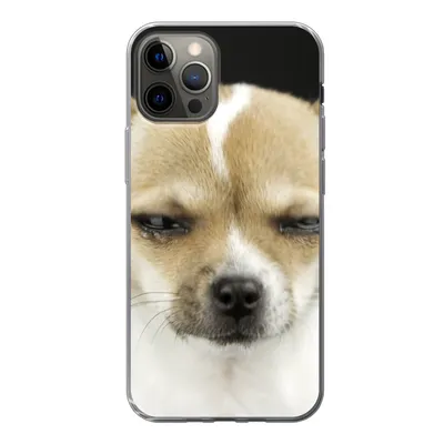 Produktbild von MuchoWow® Handyhülle Schutzhülle Hülle für iPhone 12 Pro Weinender Hund auf schwarzem Hintergrund Silikon Softcase Handy Hülle