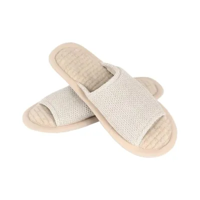 Produktbild von Honeycomb Leinen & Wolle Hausschuhe – Uni Slipper beige, rutschfest, atmungsaktiv, warm (36–37)