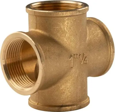 Produktbild von Messing Gewinde-Fitting Kreuzstück 1 1/4'IG (DN32) - schwere Ausführung